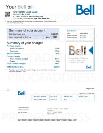 Bell utility bill