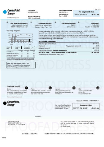 utility bill ConterPiont