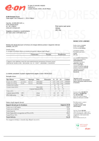 E.ON Energia utility bill
