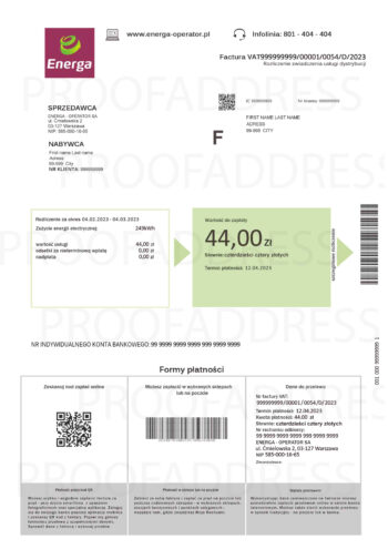 Energa operator SA utility bill
