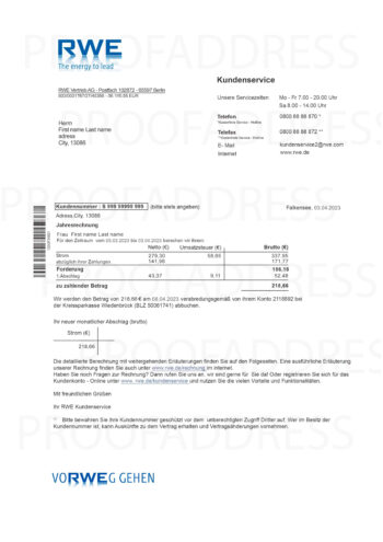 RWE utility bill