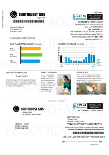 utility bill SouthWest Gas