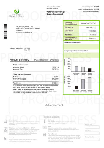 Urban Utilities utility bill