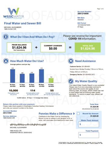 utility bill WSSC