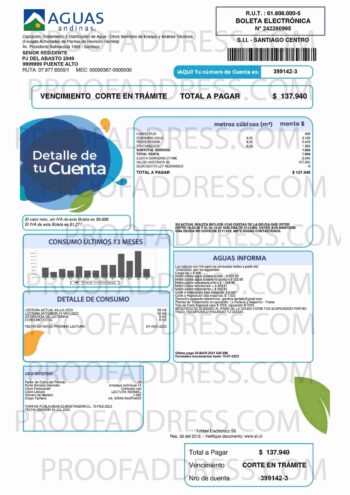utility bill AGUAS Andinas