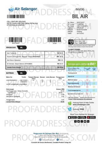 utility bill Air Selangor