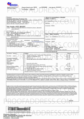 utility bill Electrica Furnizare