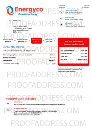 utility bill Energyco ltd