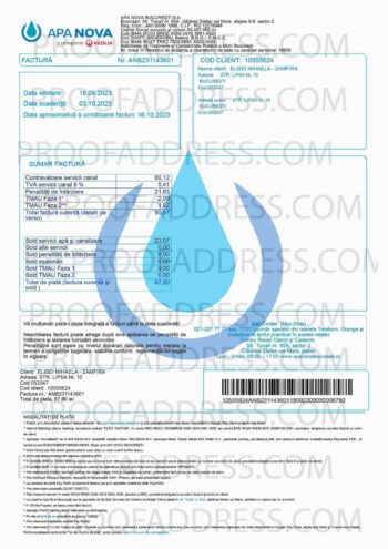 utility bill APA NOVA