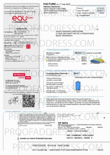 utility bill EAU PUBLIQUE