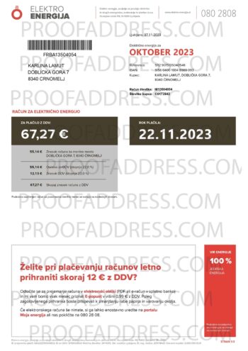 utility bill Elektro energija
