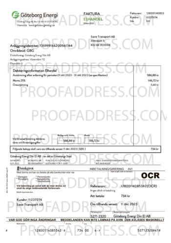 utility bill Göteborg Energi