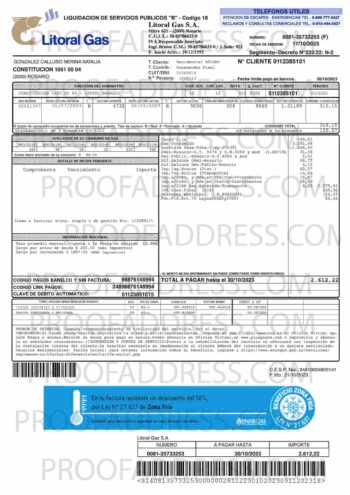 utility bill Litoral Gas