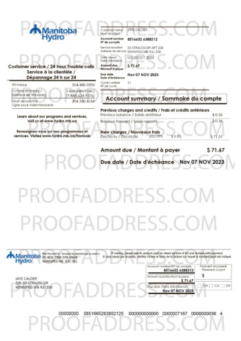 utility bill Manitoba Hydro