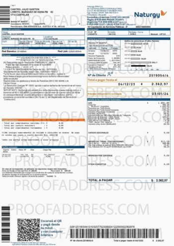 utility bill Naturgu