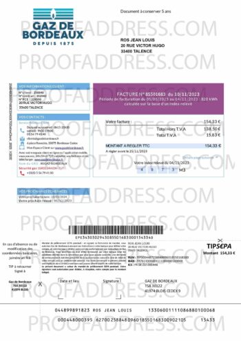 utility bill gaz de bordeaux