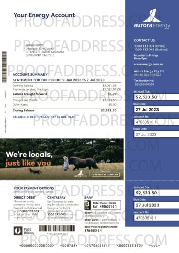 utility bill Aurora energy