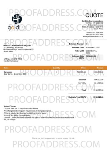 utility bill Goldfish communications