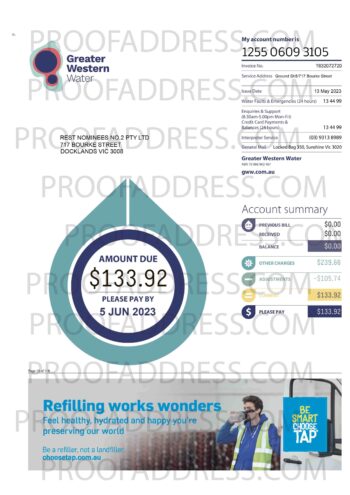 utility bill Greater Western Water