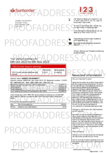 utility bill Santander with out transactions