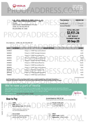 utility bill Veolia bill
