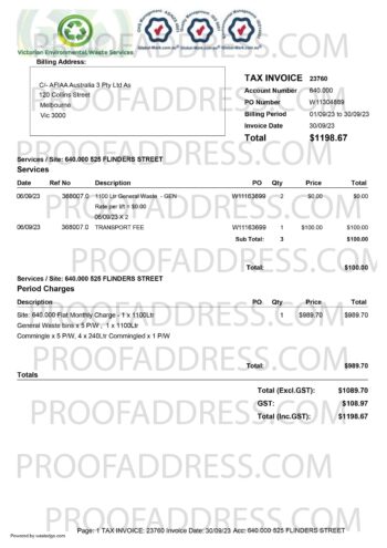 utility bill Waste services