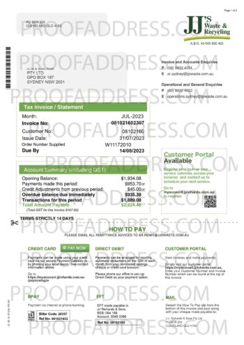 utility bill jj swaste