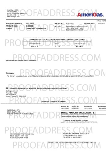 utility bill AmeriGas