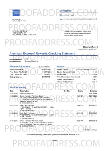 bank statement American Express