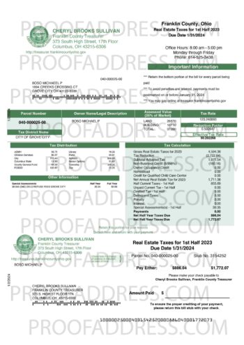 utility bill CHERYL BROOKS SULLIVAN