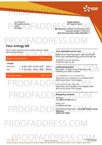 utility bill EDF bill