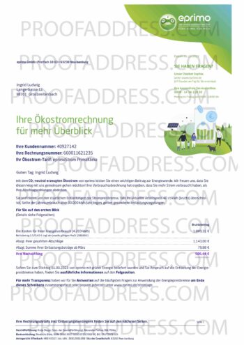 utility bill Eprimo