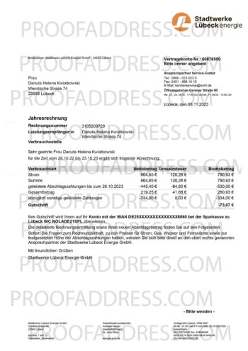 utility bill Lubeck energie