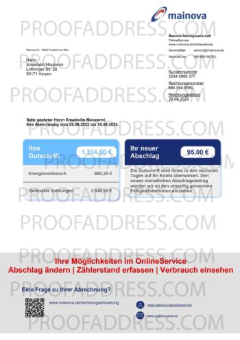 utility bill Mainova