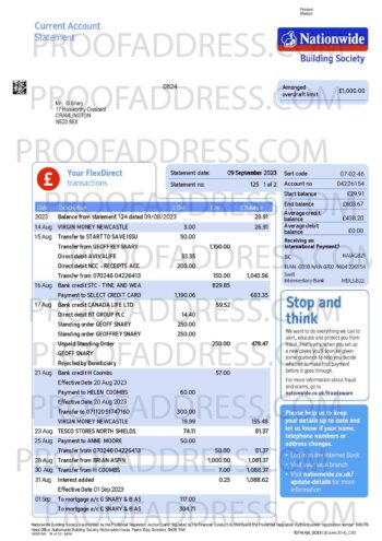 bank statement Nationwide