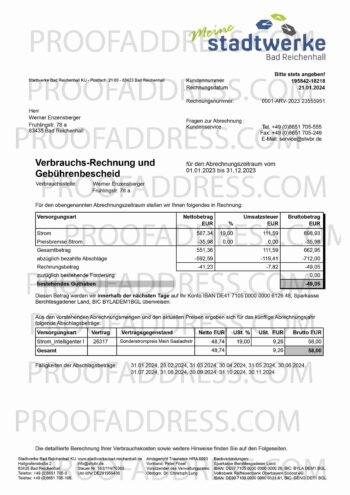 utility bill Stadtwerke