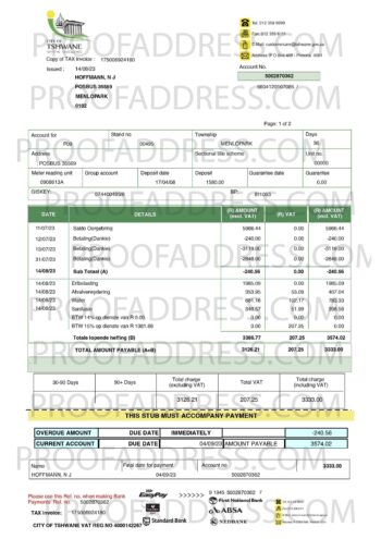 utility bill TSHWANE