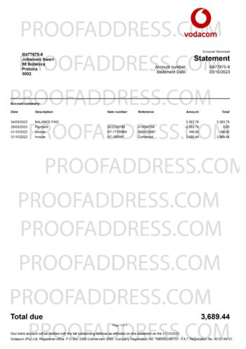 utility bill Vodacom South Africa