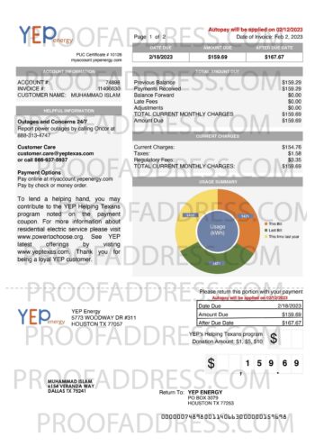 utility bill YEP energy