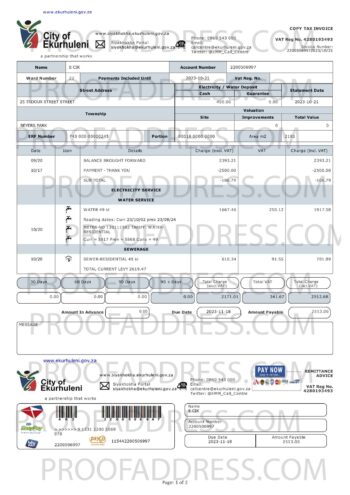 utility bill ekurhuleni