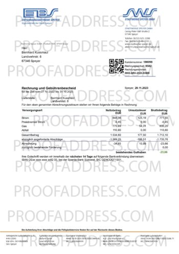 utility bill stadtwerke speyer gmbh
