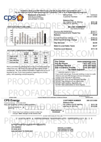 utility bill CPS energy