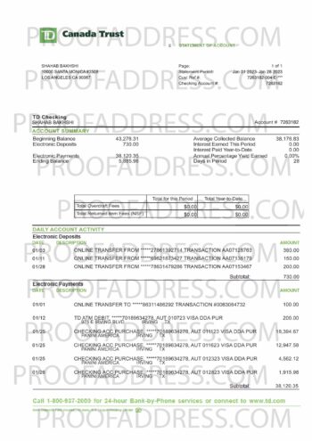 bank statement Canada Trust