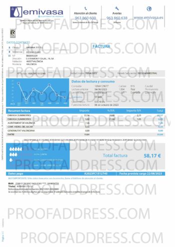 utility bill Emivasa water