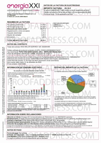 utility bill Energía XXI