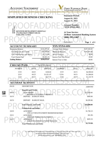 bank statement First republic