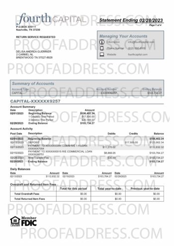 bank statement Fourtcap bank