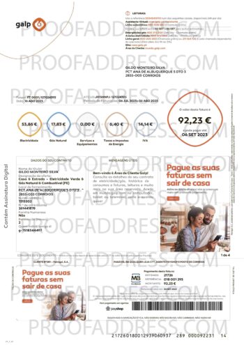 utility bill Galp eletricity