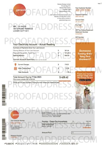 utility bill Genesis