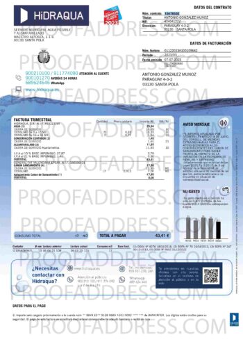 utility bill Hidraqua